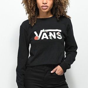 Black Rose Vans Crop-top Long Sleeve Shirt